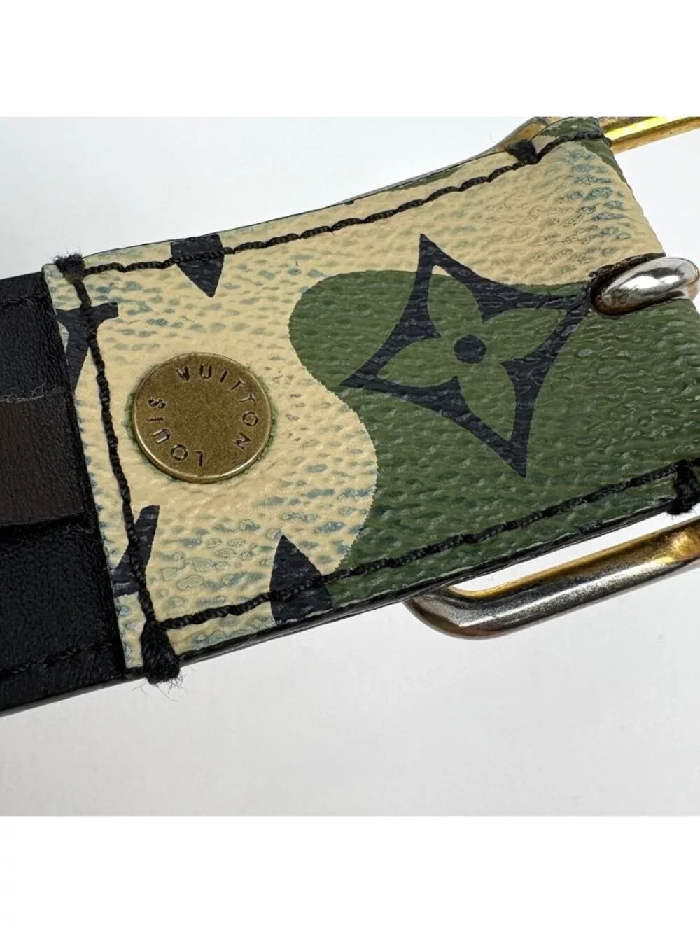 Louis Vuitton Ceinture Monogram Moflage Belt Takashi Murakami Leather Green